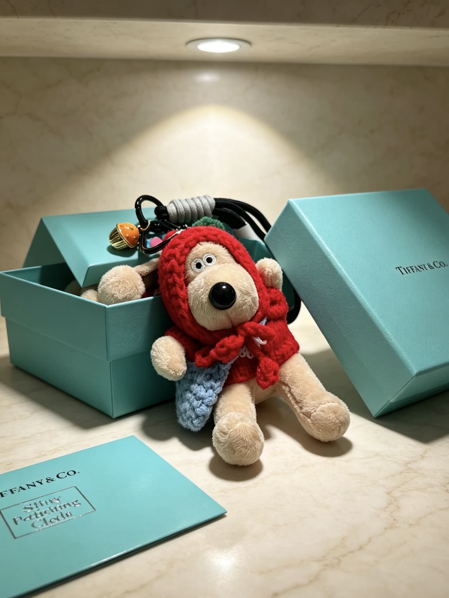 Tiffany & Co. Keychain - Stuffed Animal with Red Sweater